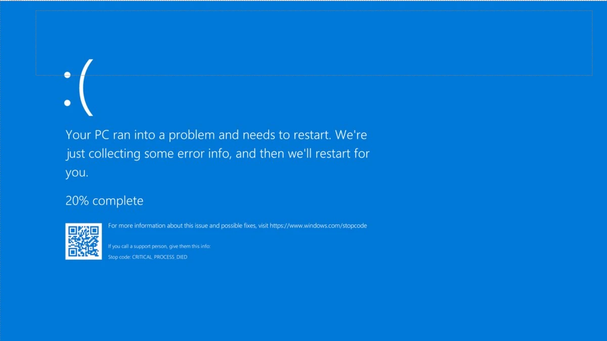 Exemplo de erro de parada no Windows 10