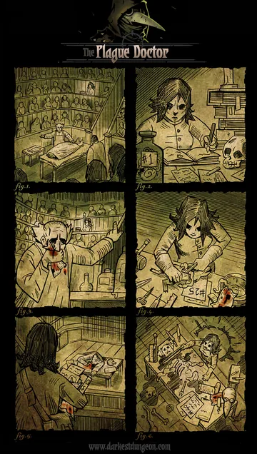 História visual oficial de plague doctor em Darkest Dungeon I